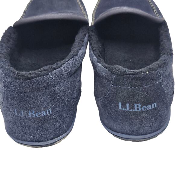 LL Bean Men's Mountain Slippers Carbon Navy Suede Fleece-Lined Size 10 - Picture 5 of 8